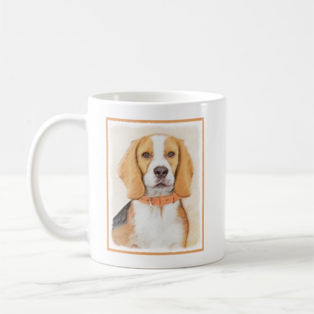 Måleri av Beaglehund Original Djurutbildning Kaffemugg (Vänster)