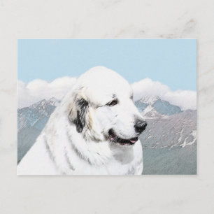 Måleri av Pyreneisk bergshund - Original konst med Vykort
