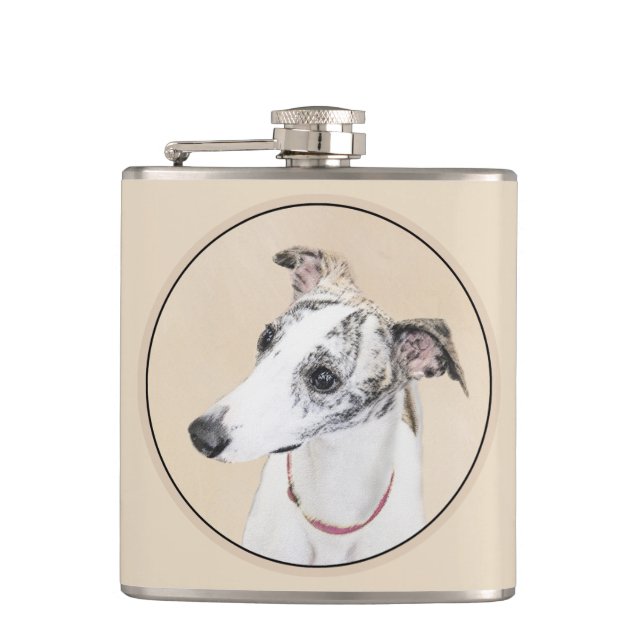 Måleri av Whippet - Sött Original Konstverk av Hun Fickplunta (Framsidan)
