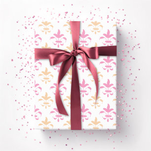 Målerisk Fleur de Lis i rosa och orange Presentpapper