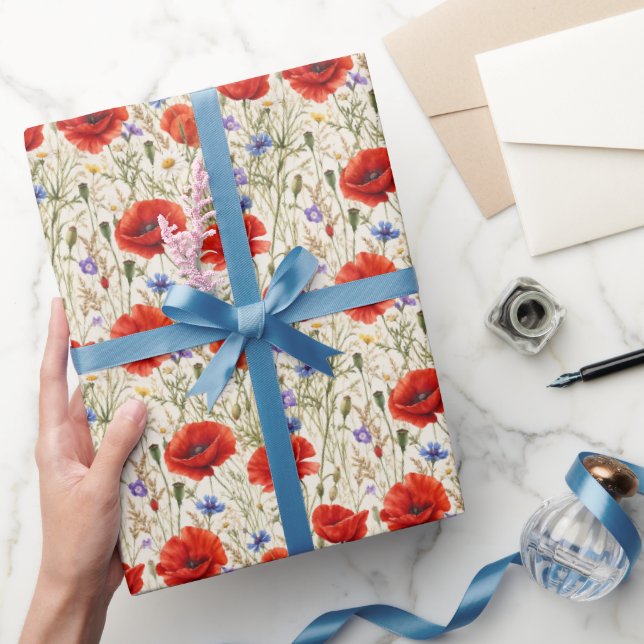 Målerisk vallmoblommig konst presentpapper (Gifting)