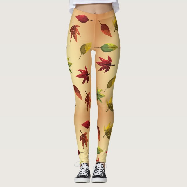 Måleriska höstlöv leggings (Framsida)