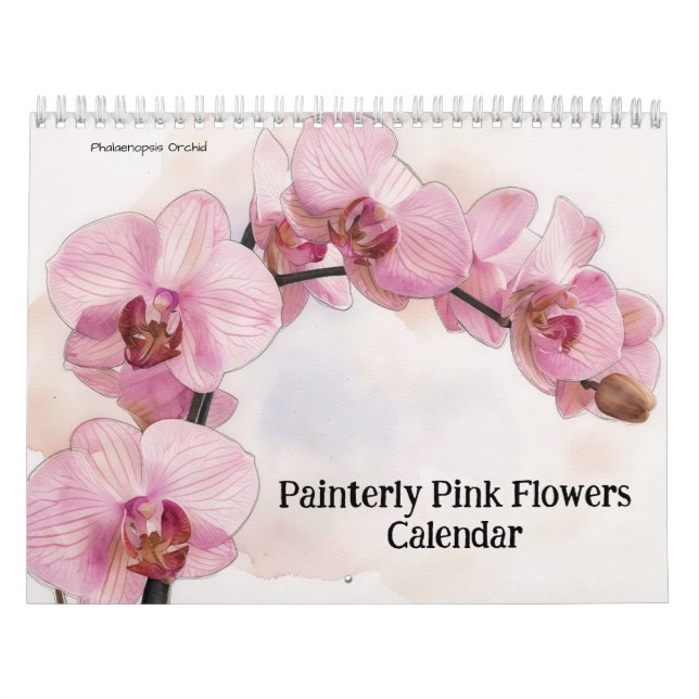 Måleriska rosa blommor kalender (Omslag)