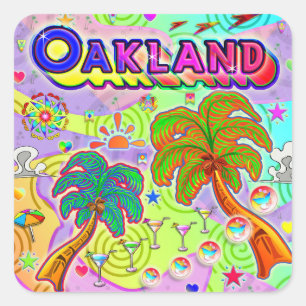 Måletikett för oakland-förskjutning fyrkantigt klistermärke