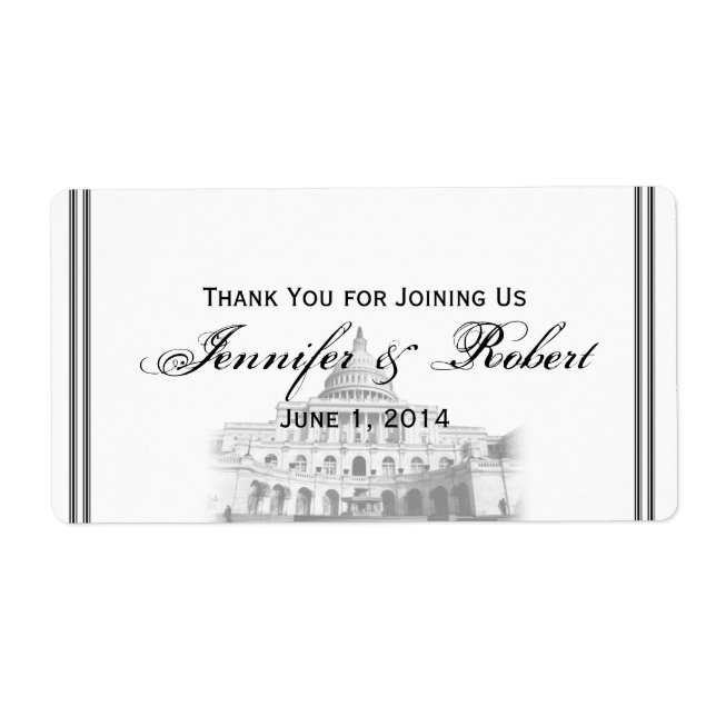 Måletikett för Washington DC-Vattenflaskan Fraktsedel (Framsidan)