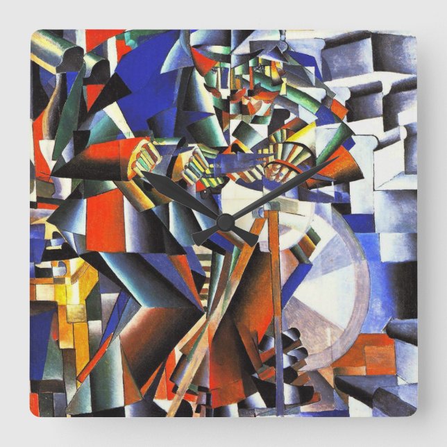 Malevich Kazimir The Knifegrinder Fyrkantig Klocka (Framsida)