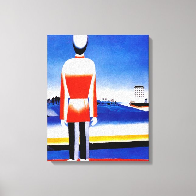 Malevich - Man i suprematistiskt landskap Canvastryck (Framsida)