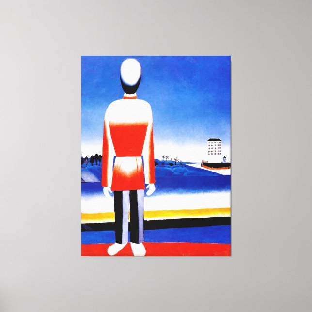 Malevich - Man i suprematistiskt landskap Canvastryck (Framsida)