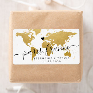Målförmån för guld World Map Heart Fraktsedel