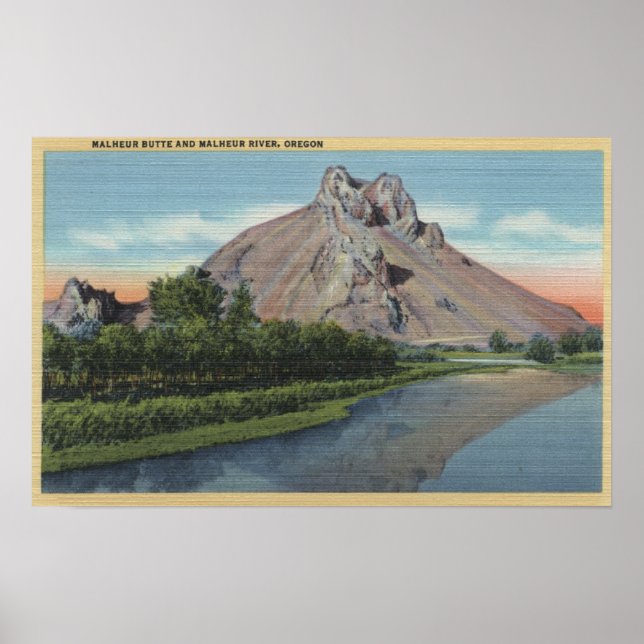 Malheur Butte & River, Oregon View Poster (Framsidan)