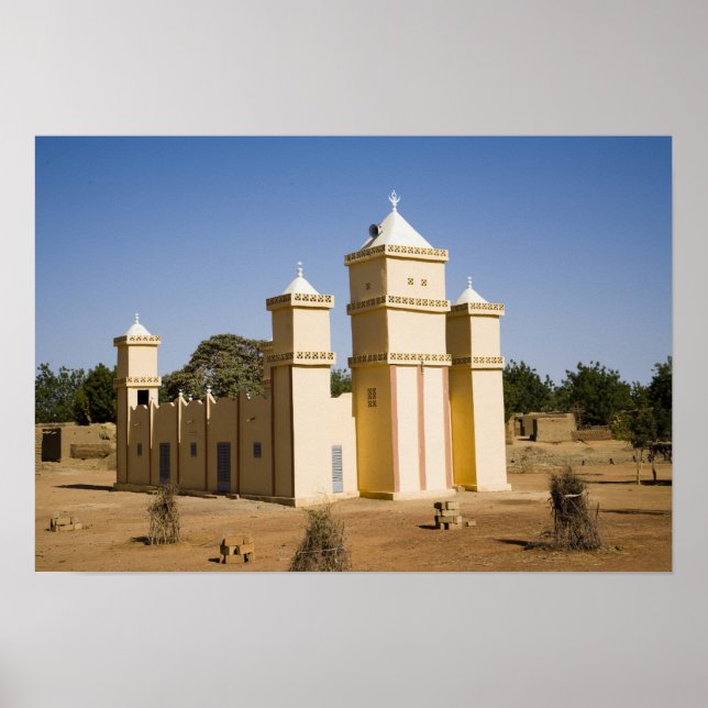 Mali, Bamako. Mosque, Bamako-Djenne Road Poster (Framsidan)