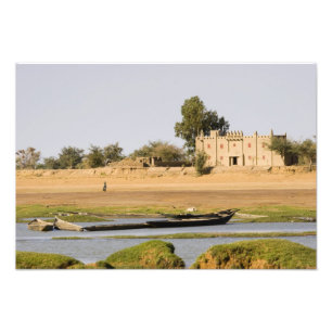 Mali, Djenne. Bani-floden nära Djenne Fototryck