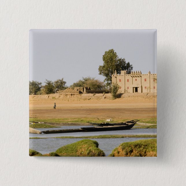 Mali, Djenne. Bani-floden nära Djenne Knapp (Framsida)