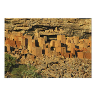 MALI, Dogonland. Traditionell Tellem malisk Fototryck