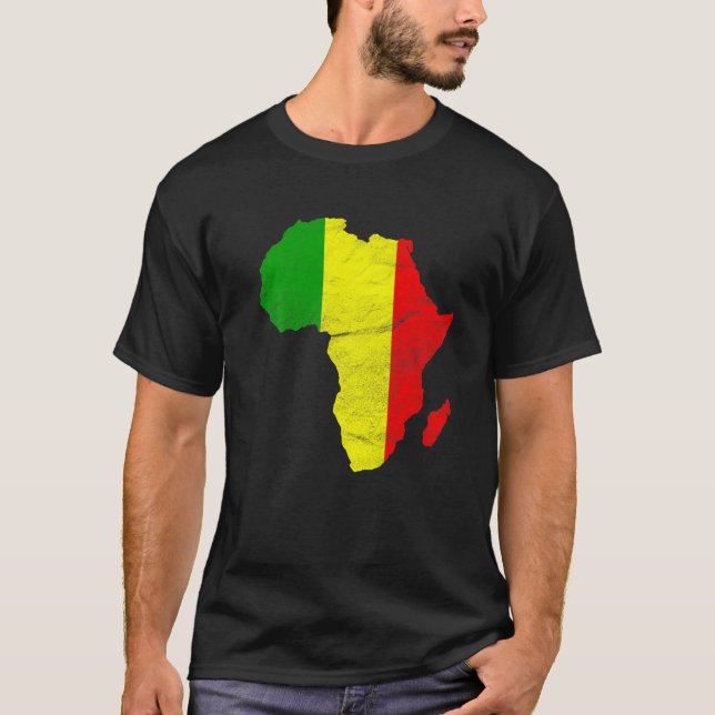 Mali Flag Africa Continent Silhouette Gift for Mal T Shirt (Framsida)