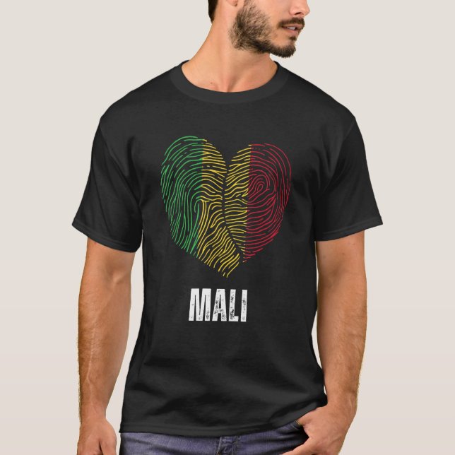 Mali Flag Malian Flag Mali DNA Mali Heart T Shirt (Framsida)