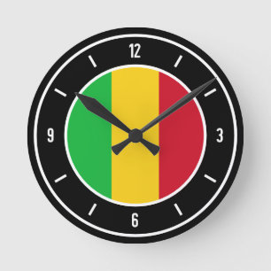 Mali Flagga Elegant Round Rund Klocka