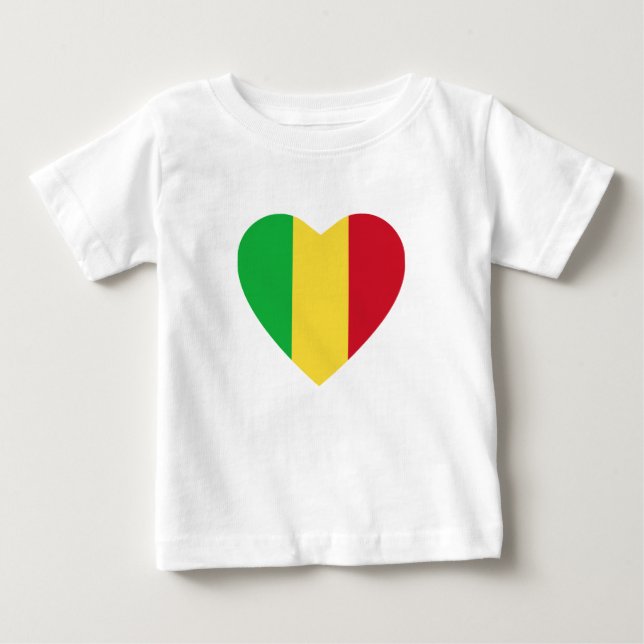 Mali Flagga Heart T-Shirt (Framsida)