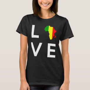 Mali Flagga Kärlek Afrika Continent Silhouette för T Shirt