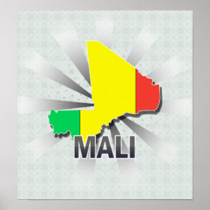 Mali Flagga Karta 2.0 Poster