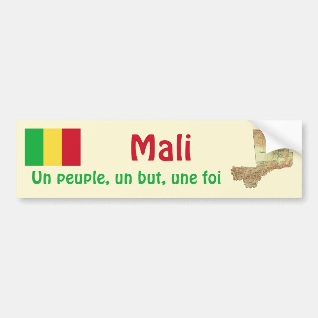 Mali Flagga + Karta Bumper Sticker Bildekal (Framsidan)