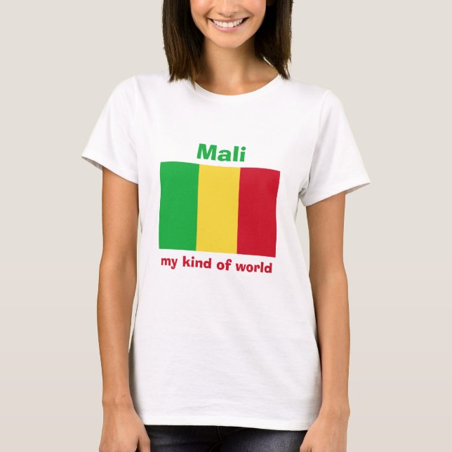 Mali Flagga + Karta + Text T-Shirt (Framsida)