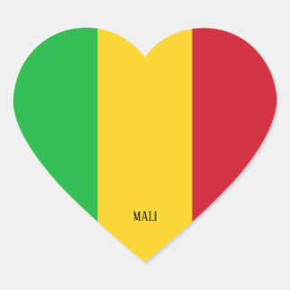 Mali Flagga Splendid Patriotic Hjärtformat Klistermärke