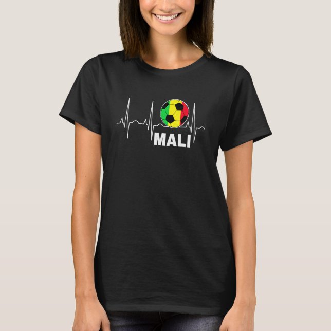 Mali Football Soccer Heartslag Flagga T Shirt (Framsida)