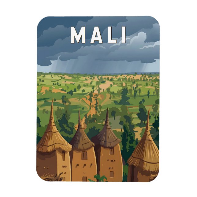Mali Illustration Resa Konst Vintage Magnet (Vertikal)