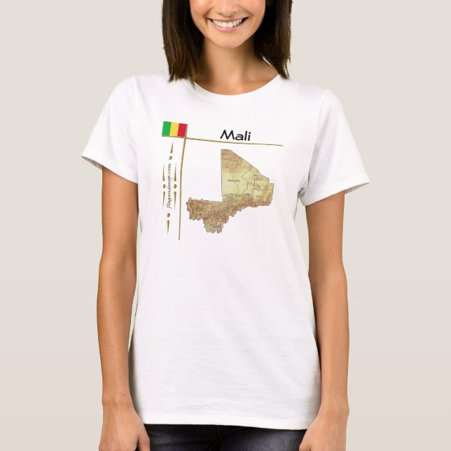 Mali-karta + flagga + titel T-shirt (Framsida)
