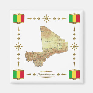Mali Karta + Flaggor Magnet