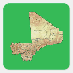 Mali Karta Sticker Fyrkantigt Klistermärke