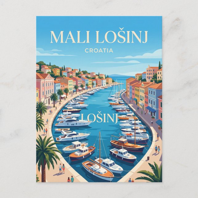 Mali Lošinj hamn Kroatien Vykort (Framsida)
