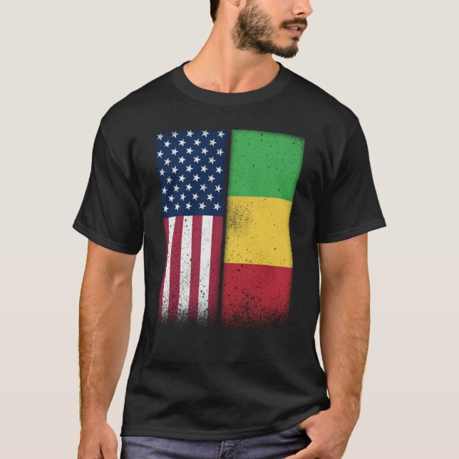 Mali Malian American Flaggor Proud USA Mali T Shirt (Framsida)