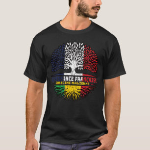 Mali Malian Fransk Frankrike Träd Roots Flagga T Shirt