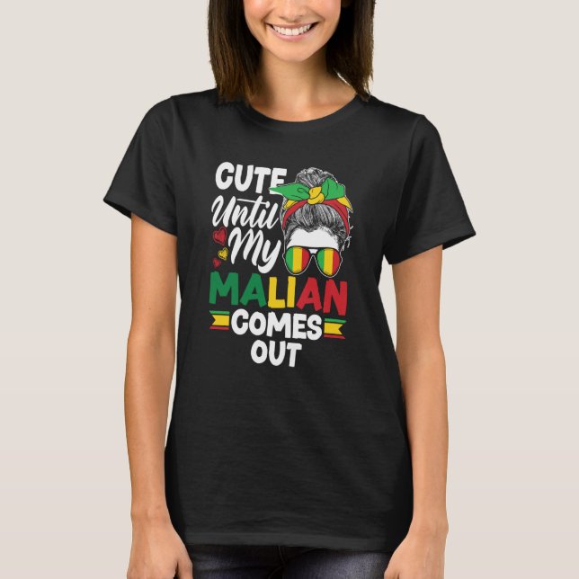 Mali Malian Mali Flagga Cute tills min malian komm T Shirt (Framsida)