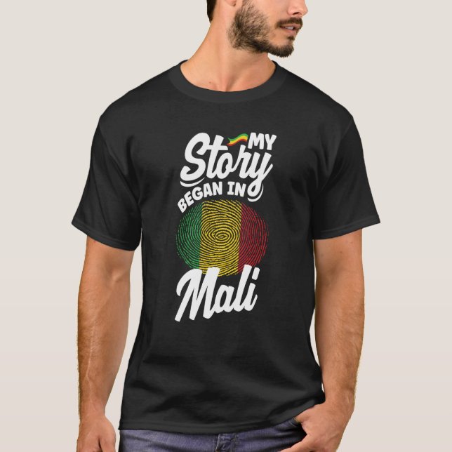 Mali Malian Mali Flagga Min artikel börjar i Mali T Shirt (Framsida)