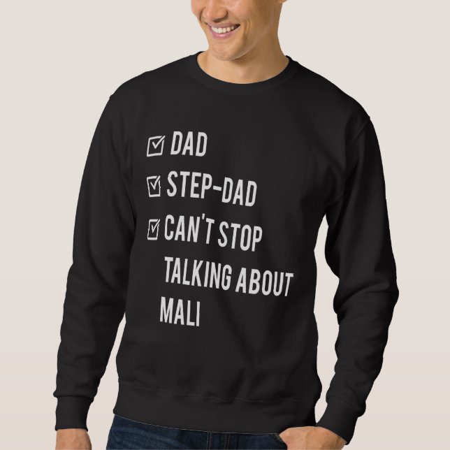 Mali Step Pappa Born Pappa Fars dag Mande Lång Ärmad Tröja (Framsida)
