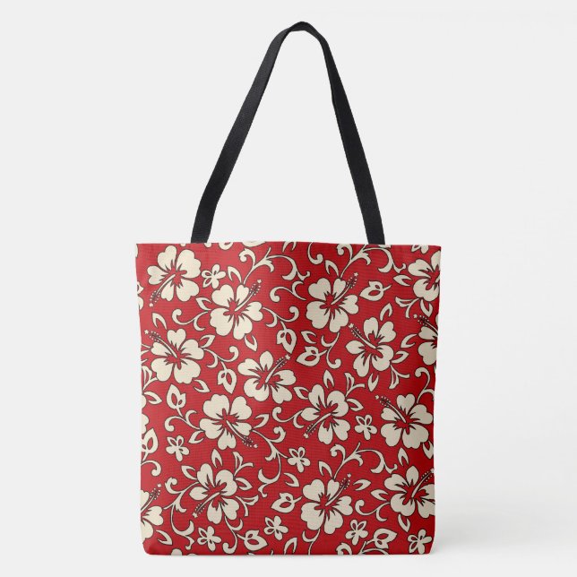 Malia Hawaiian Hibiscus Blommigt Beach Bag Tygkasse (Framsida)