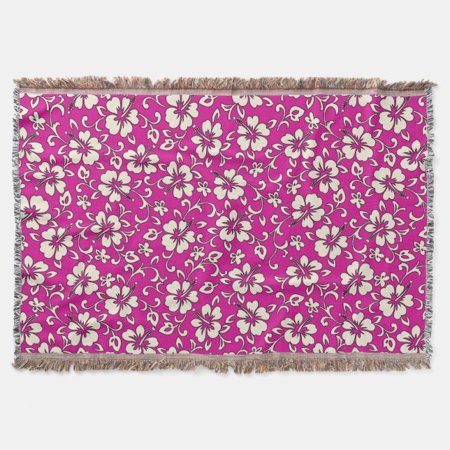 Malia Hibiscus Hawaiian Blommigt Throw Blanket Mysfilt (Framsidan)