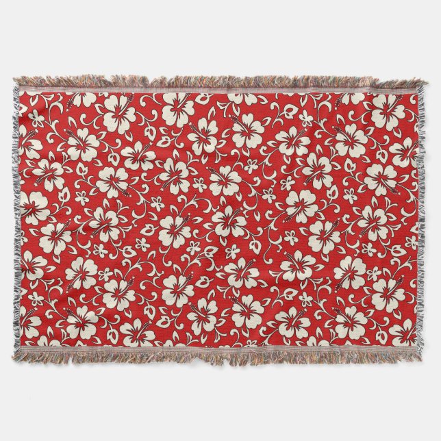 Malia Hibiscus Hawaiian Blommigt Throw Blanket Mysfilt (Framsidan)