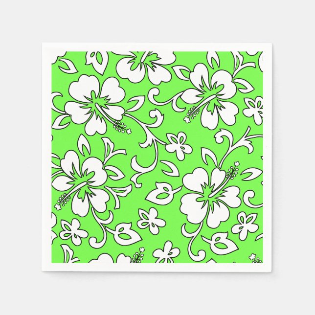 Malia Hibiscus Hawaiian Blommönster Pappersservett (Framsidan)