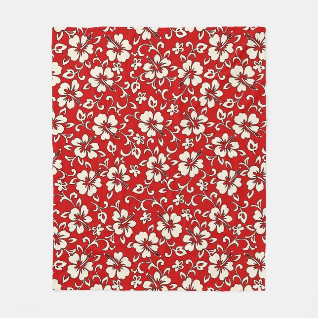 Malia Hibiscus Hawaiian Pareau Skriv ut Fleecefilt (Framsidan)