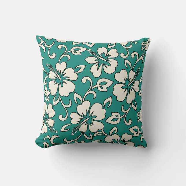Malia Hibiscus Hawaiian Reversible Square Pillows Kudde (Framsida)