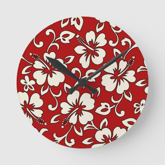 Malia Hibiscus Hawaiian Wall Clocks Rund Klocka (Framsida)