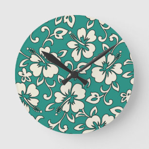 Malia Hibiscus Hawaiian Wall Clocks Rund Klocka
