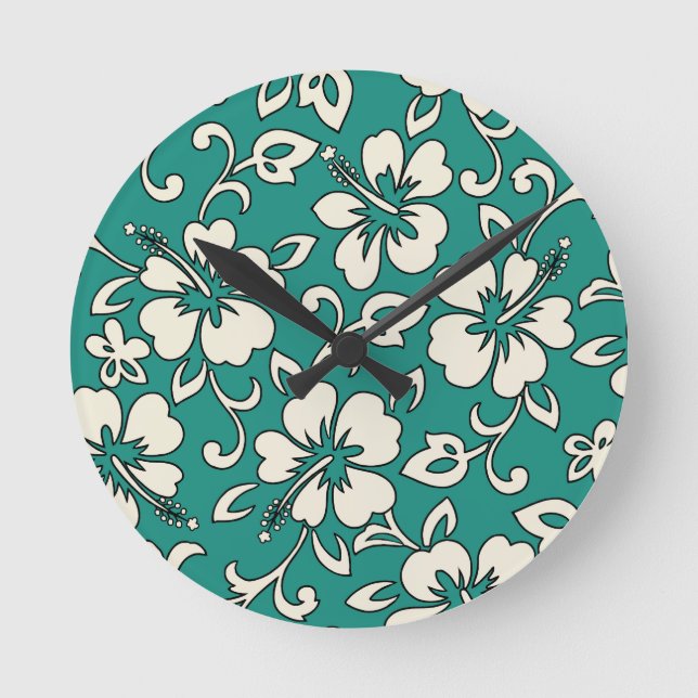 Malia Hibiscus Hawaiian Wall Clocks Rund Klocka (Framsida)