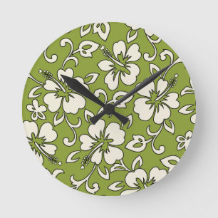 Malia Hibiscus Hawaiian Wall Clocks Rund Klocka