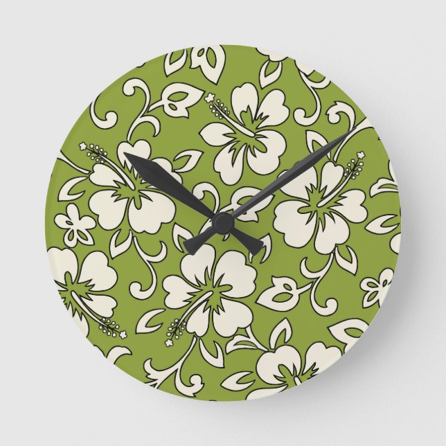 Malia Hibiscus Hawaiian Wall Clocks Rund Klocka (Framsida)