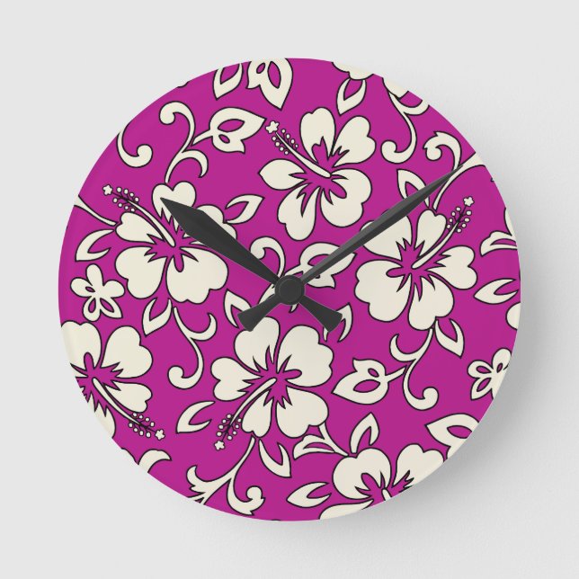 Malia Hibiscus Hawaiian Wall Clocks Rund Klocka (Framsida)